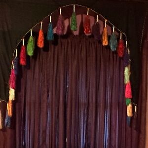 Vintage Moroccan sik fringed valance